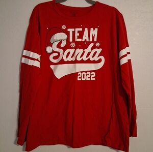 PJ Place Mom And Me Vintage "Team Santa" Matching Red Long Sleeve Tee